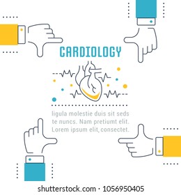 Line illustration of cardiology. Concept for web banners and printed materials. Template for website banner and landing page.