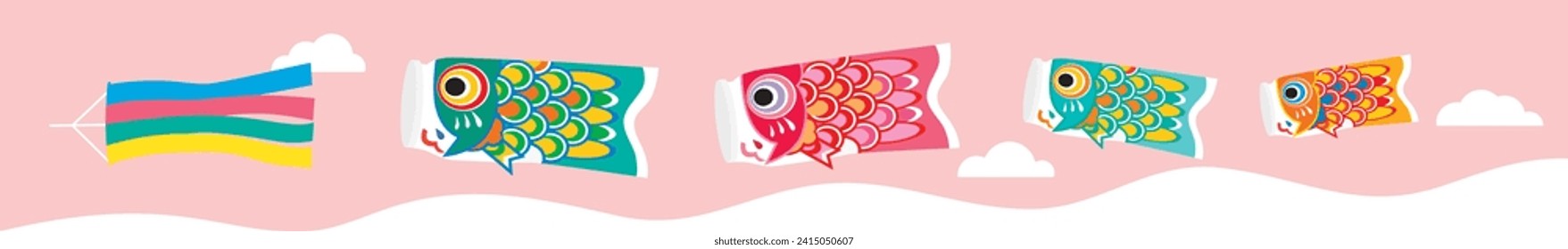 Line illustration of carp streamer of Children's Day