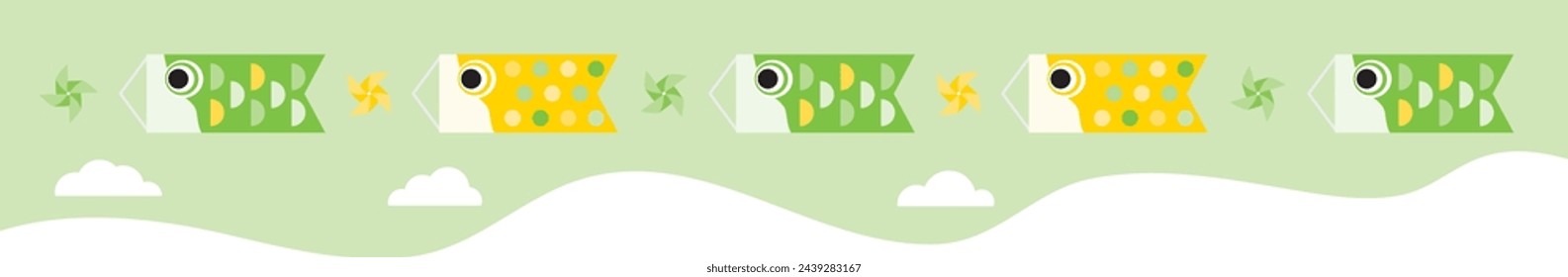 Line illustration of carp streamer of Children's Day