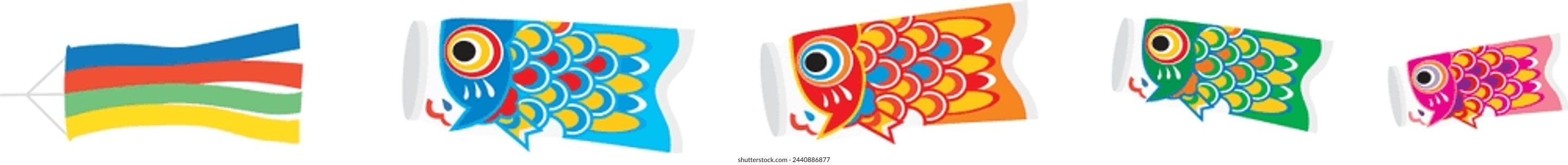 Line illustration of carp streamer of Children's Day