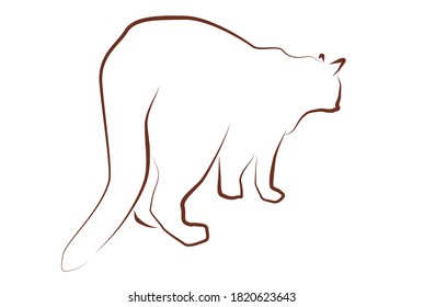Line illustration of a cat seen from behind.
