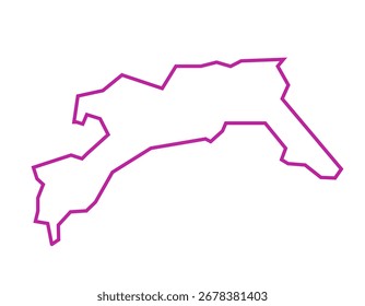 Ilustração da linha de mapa do distrito de Changlang do estado de Arunachal Pradesh, Índia