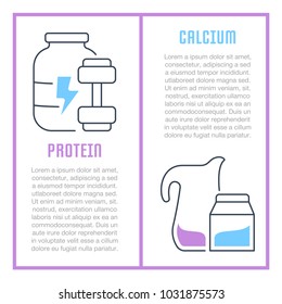 Line illustration of dairy products. Concept for web banners and printed materials. Template for website banner and landing page.
