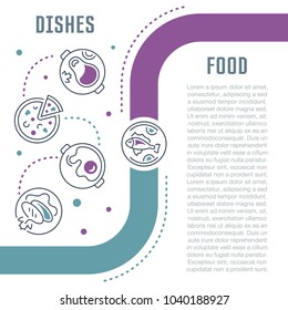 Line illustration of dishes. Concept for web banners and printed materials. Template for website banner and landing page.