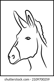 line illustration of a donkey