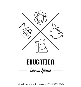 Line illustration of education. Concept for web banners and printed materials. Template for website banner and landing page
