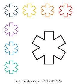 Line illustration of eight color styles Medical symbol of the Emergency - Star of Life