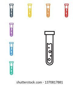 Line illustration of eight color styles Test tube icon. Laboratory equipment
