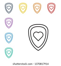 Line illustration of eight color styles Healthcare concept. Protected symbol