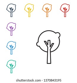 Line illustration of eight color styles Tree vector icon. Forest symbol.