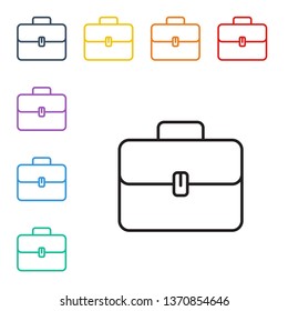 Line illustration of eight color styles Suitcase icon. Briefcase vector illustration