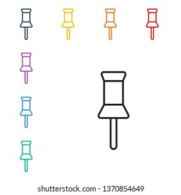 Line illustration of eight color styles Vector Push pin icon