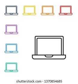 Line illustration of eight color styles Laptop Icon. Computer symbol for your web site design