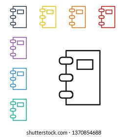 Line illustration of eight color styles Book icon, sign reading design