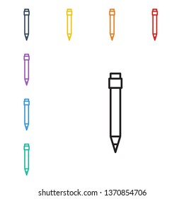 Line illustration of eight color styles Pencil vector icon. Education symbol