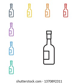 Line illustration of eight color styles Bottle of wine icon. Alcohol concept