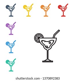 Line illustration of eight color styles Cocktail vector icon, alcohol symbol