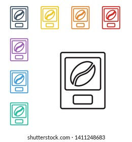 Line illustration of eight color styles Coffee bean on scale