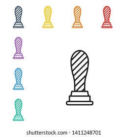 Line illustration of eight color styles Barista Kit. Coffee Tamper. Barman tool for pressing down ground coffee, a tamper for a coffee machine