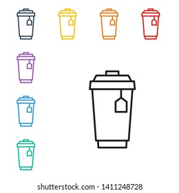 Line illustration of eight color styles Cup of Tea Vector Icon for mobile app, website or desktop app