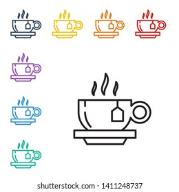 Line illustration of eight color styles Cup of Tea Vector Icon for mobile app, website or desktop app