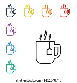 Line illustration of eight color styles Cup of Tea Vector Icon for mobile app, website or desktop app