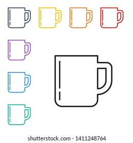Line illustration of eight color styles Coffee cup icon. Coffee time