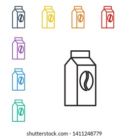 Line illustration of eight color styles Coffee package icon