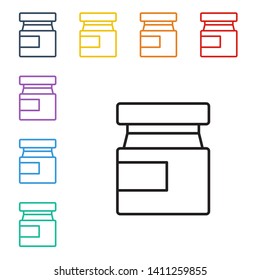 Line illustration of eight color styles Cosmetic cream icon vector. Face cream
