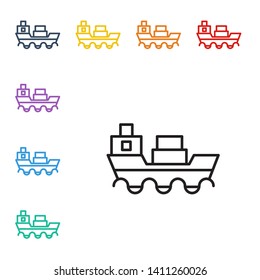 Line illustration of eight color styles Image of ship, boat icon