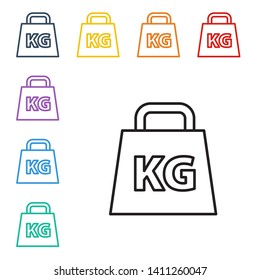 Line illustration of eight color styles Weight vector icon. Mass symbol for your design