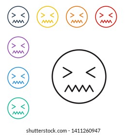 Line illustration of eight color styles Emoji icon. Range to assess the emotions of your content. User experience.