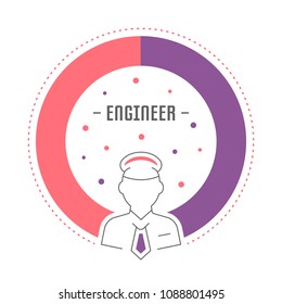 Line illustration of engineer. Concept for web banners and printed materials. Template for website banner and landing page.