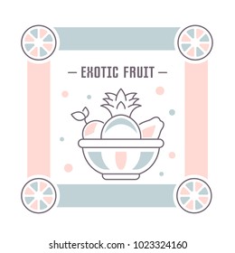 Line illustration of exotic fruits. Concept for web banners and printed materials. Template for website banner and landing page.