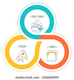 Line illustration of fast food. Concept for web banners and printed materials. Template for website banner and landing page.