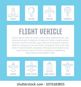 Line illustration of flight vehicle. Concept for web banners and printed materials. Template for website banner and landing page.