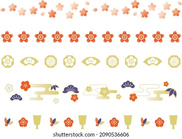 Line illustration of the floral design of New Year holidays.