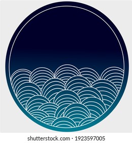 line illustration forming waves, symbolizing the water element