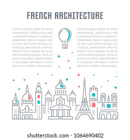 Line illustration of french architecture. Concept for web banners and printed materials. Template for website banner and landing page.