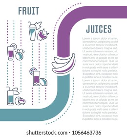 Line illustration of fruit juices. Concept for web banners and printed materials. Template for website banner and landing page.