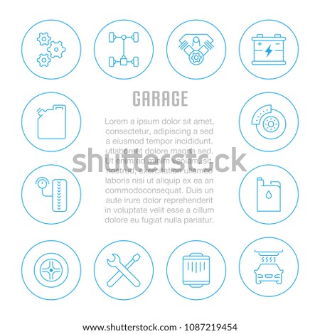 Line illustration of garage. Concept for web banners and printed materials. Template for website banner and landing page.