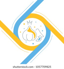 Ilustración en línea de ajo. Concepto de banners web y materiales impresos. Plantilla para banner y página de inicio del sitio web.