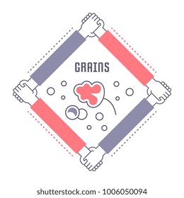 Line illustration of grains. Concept for web banners and printed materials. Template for website banner and landing page.