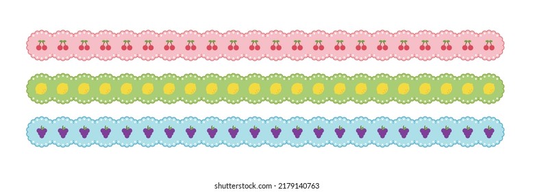 Ilustración de línea gráfica de patrón de fruta en estilo lindo.