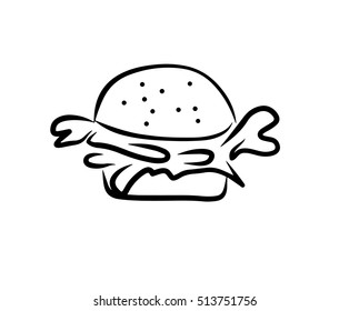 Line illustration of hamburger