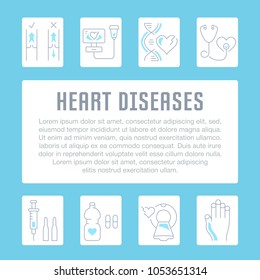 Line illustration of heart diseases. Concept for web banners and printed materials. Template for website banner and landing page.