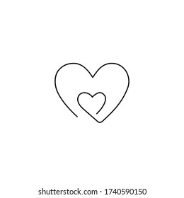 Line illustration of heart and heartbeat. Simple drawing vector illustration.