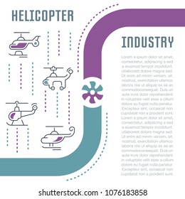 Line illustration of helicopter industry. Concept for web banners and printed materials. Template for website banner and landing page.