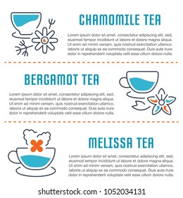 Line illustration of herbal tea. Concept for web banners and printed materials. Template for website banner and landing page.