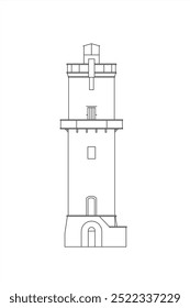 Ilustração em linha da histórica torre de observação Kaiser Wilhelm Friedrich em Einbeck, Niedersachsen, Alemanha